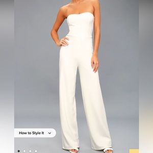 Lulus white strapless jumpsuit